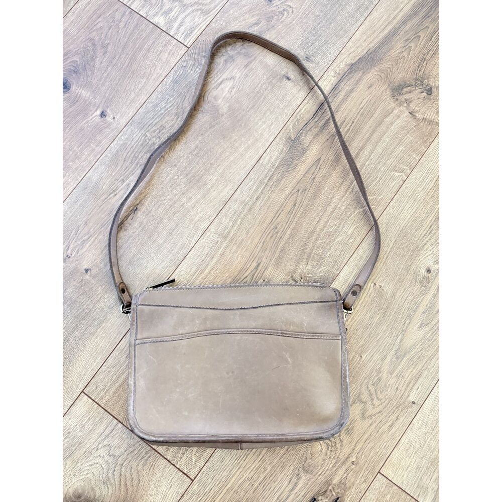 MICHAEL GREEN vtg 90's vintage Leather Tan Shoulder bag top zip purse bag brown